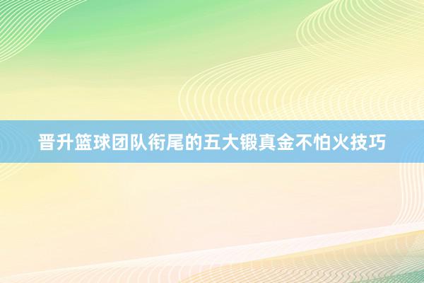 晋升篮球团队衔尾的五大锻真金不怕火技巧